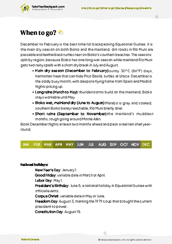 example page 3 from our offline Travel Guide for Equatorial Guinea